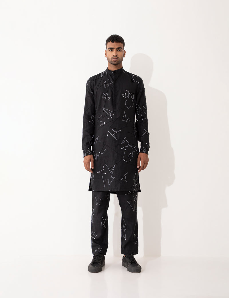 EVANS DOT TO DOT KURTA SET- BLACK