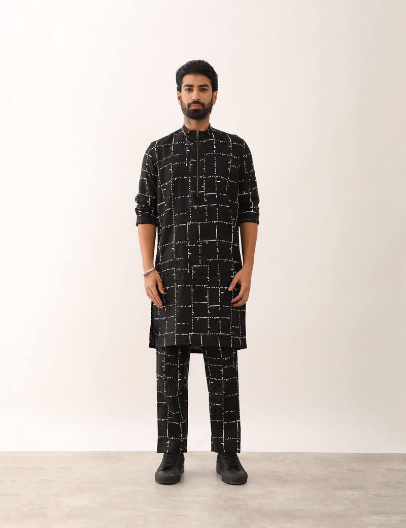 NAKUL TETRIS KURTA - BLACK