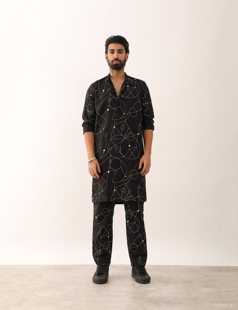 KRISH COSMOS KURTA SET - BLACK