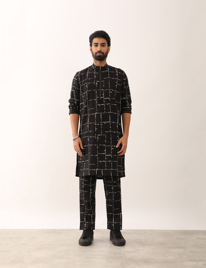 NAKUL TETRIS KURTA SET - BLACK