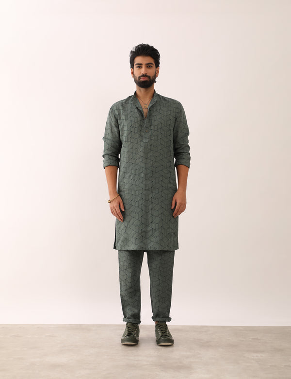 PRANAV WEB KURTA SET - GREEN