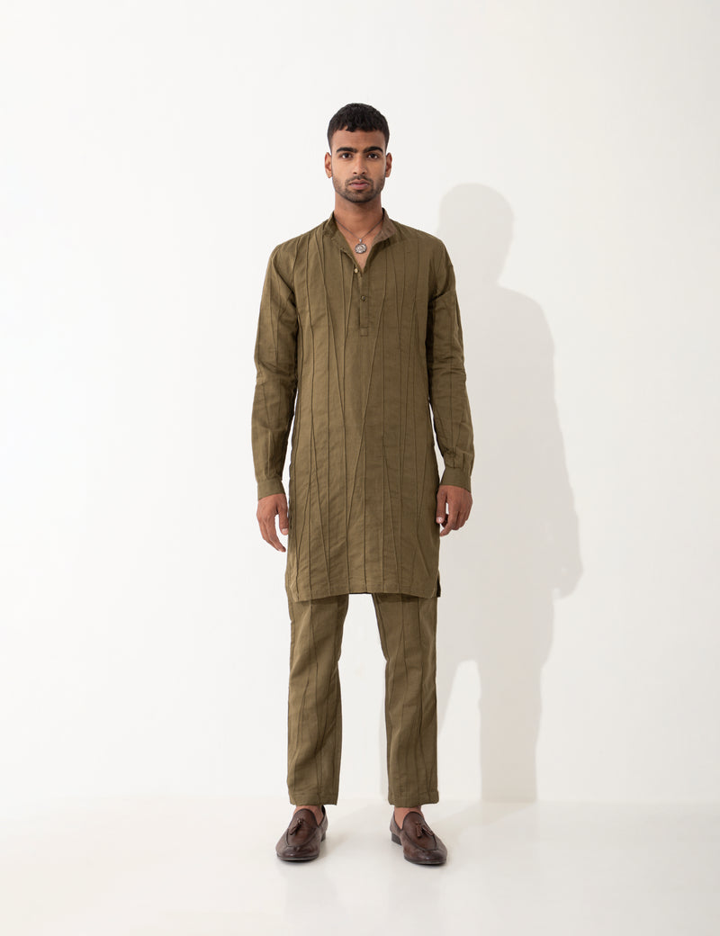 ASHER KURTA SET  - BROWN