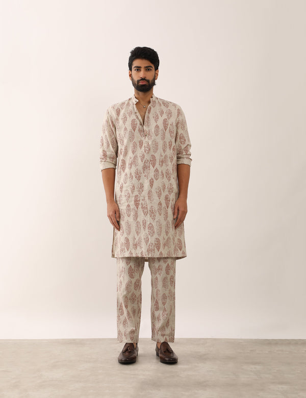 KRISH LEAF KURTA - IVORY