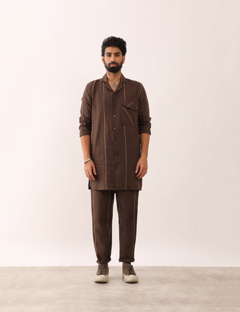 AVAY FLOW SHIRT  - BROWN