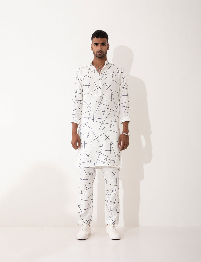 ZANDER MATCHES KURTA SET- WHITE