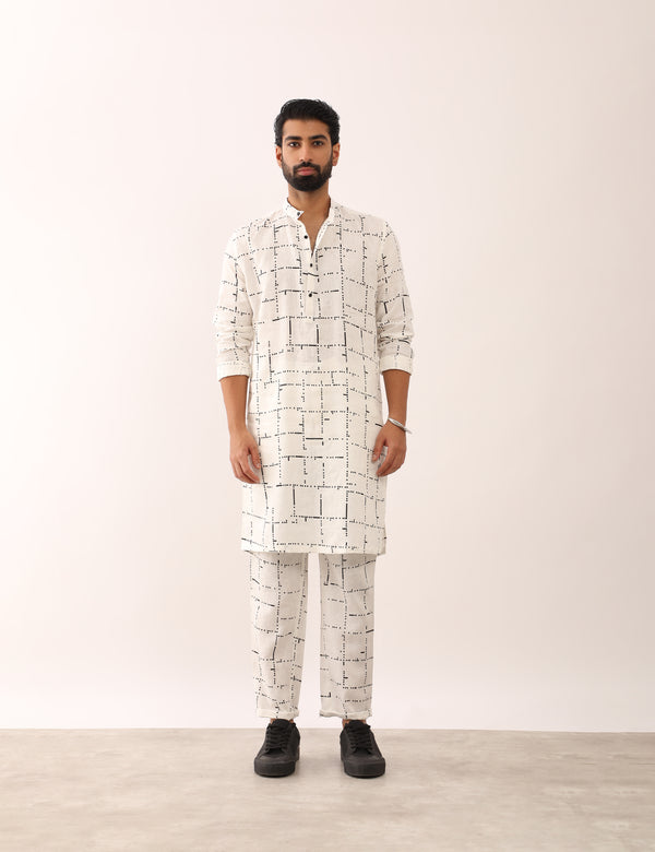 KRISH TETRIS KURTA SET - WHITE