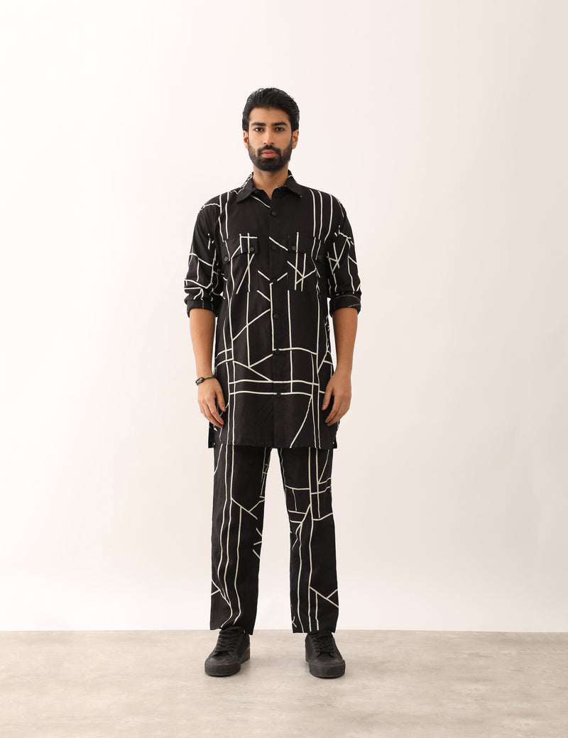 KABIR GLASS SHIRT SET - BLACK