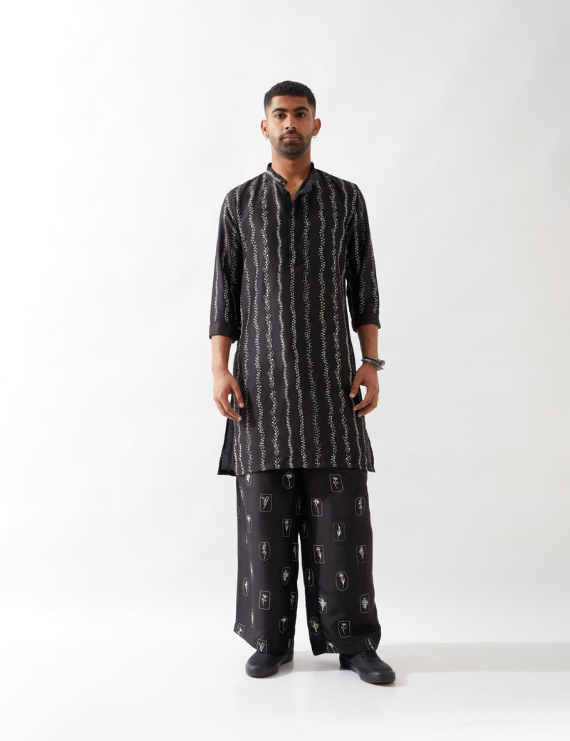 IRVIN VINE KURTA SET - BLACK