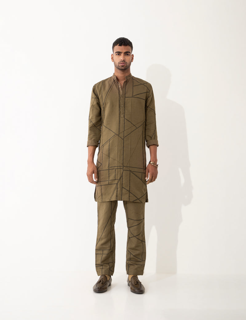 ED PIPELINE KURTA SET- BROWN