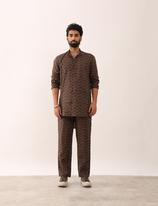 RAUNAQ WEB KURTA - BROWN