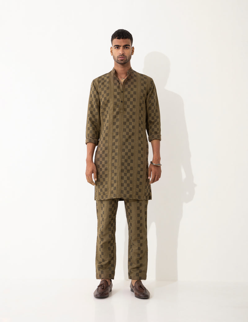 KENO HOPSCOTCH KURTA SET- BROWN