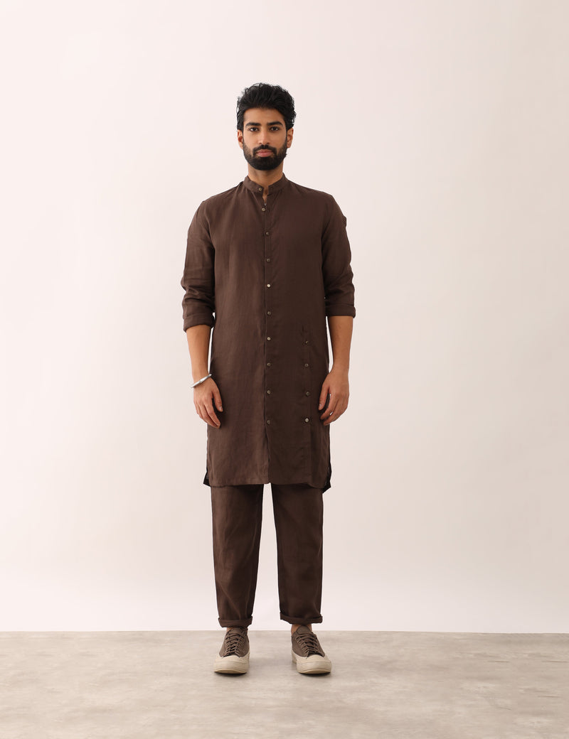 ALOK KURTA SET - BROWN