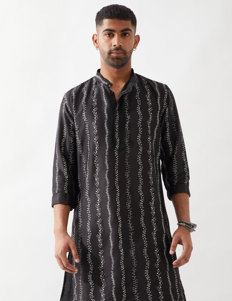 IRVIN VINE KURTA SET - BLACK