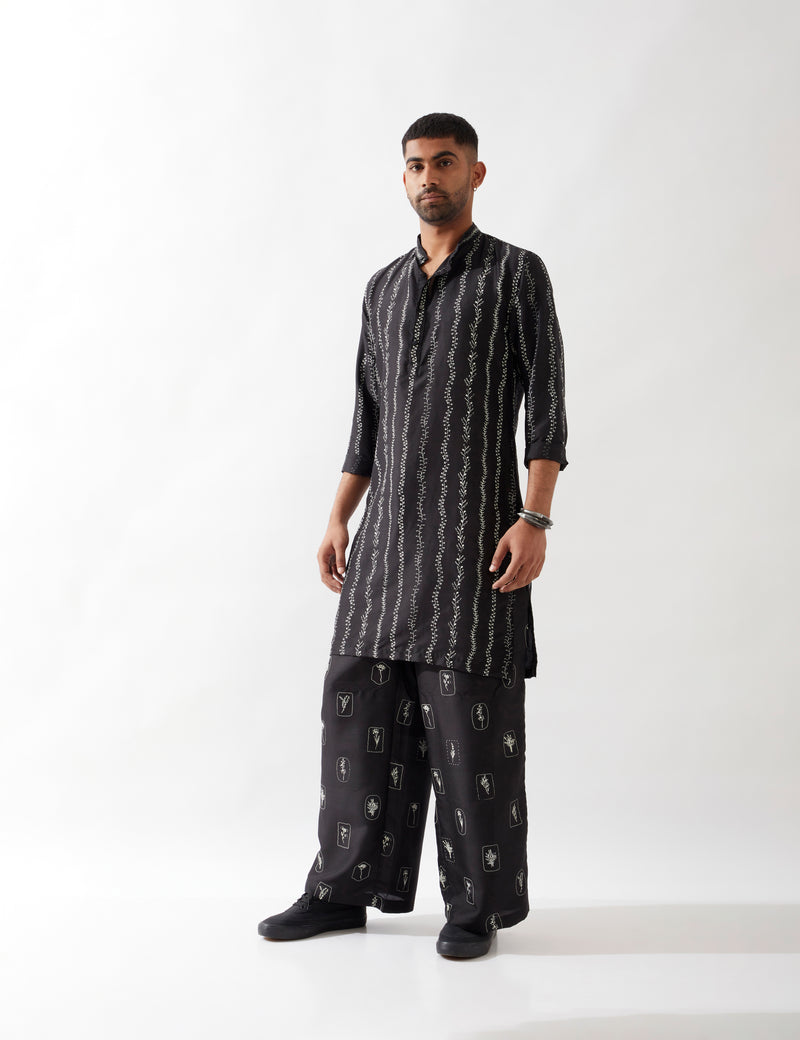 IRVIN VINE KURTA SET - BLACK