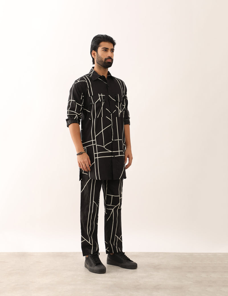 KABIR GLASS SHIRT SET - BLACK