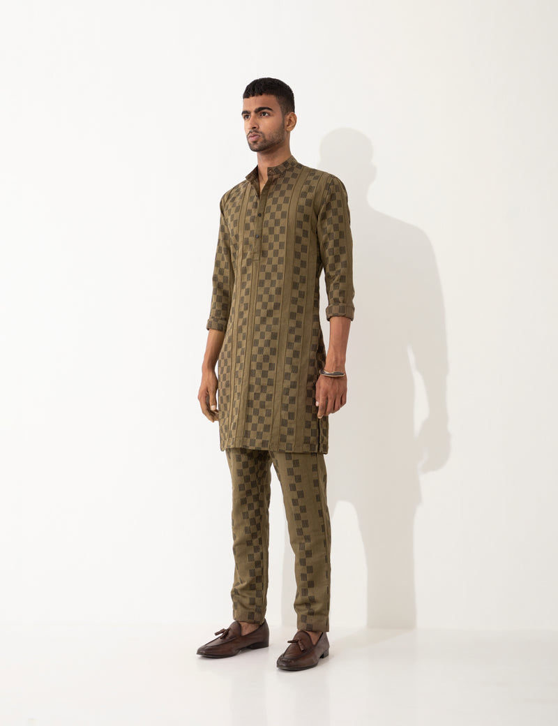 KENO HOPSCOTCH KURTA SET- BROWN