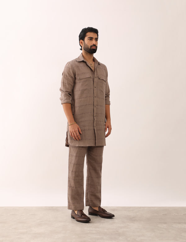 KARAN SADDLE SHIRT SET - STONE