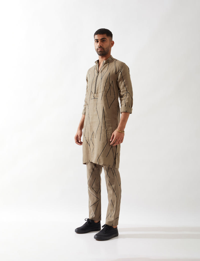 RORY METAL KURTA SET - OLIVE