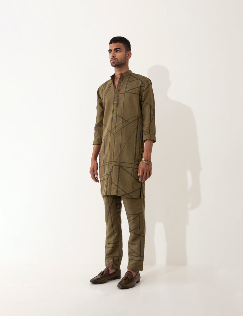 ED PIPELINE KURTA SET- BROWN