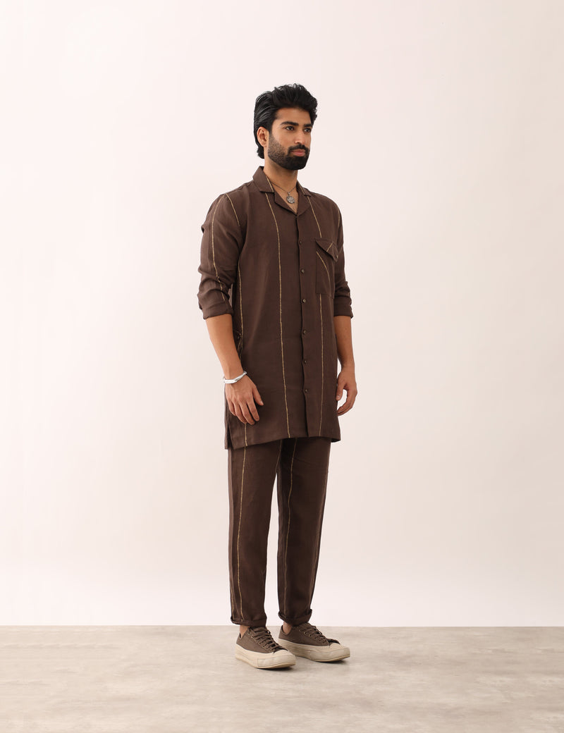 AVAY FLOW SHIRT  - BROWN