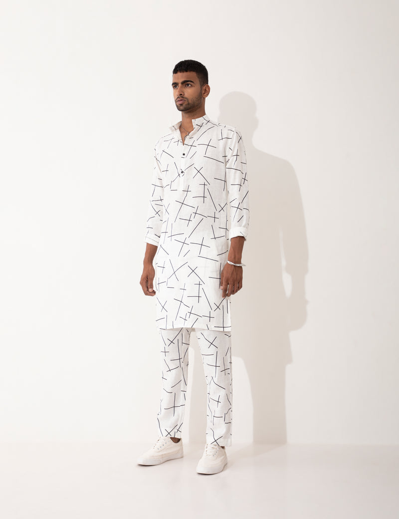 ZANDER MATCHES KURTA SET- WHITE