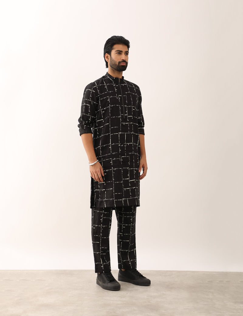 NAKUL TETRIS KURTA - BLACK