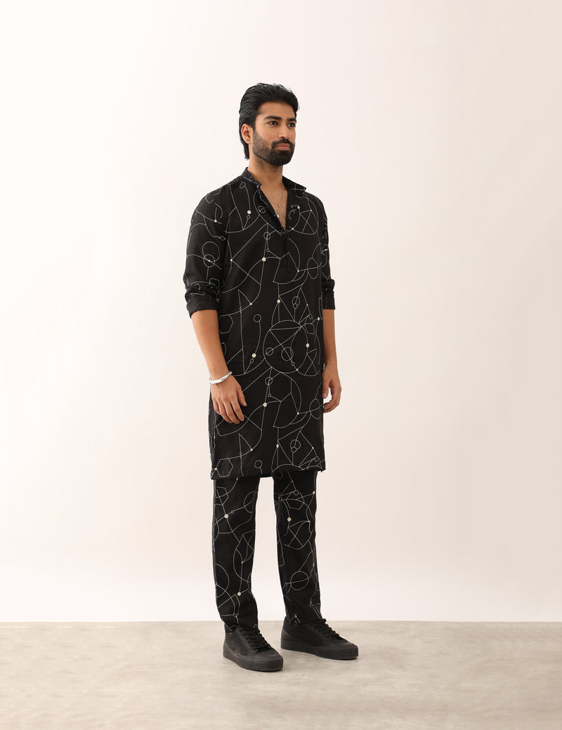 KRISH COSMOS KURTA SET - BLACK