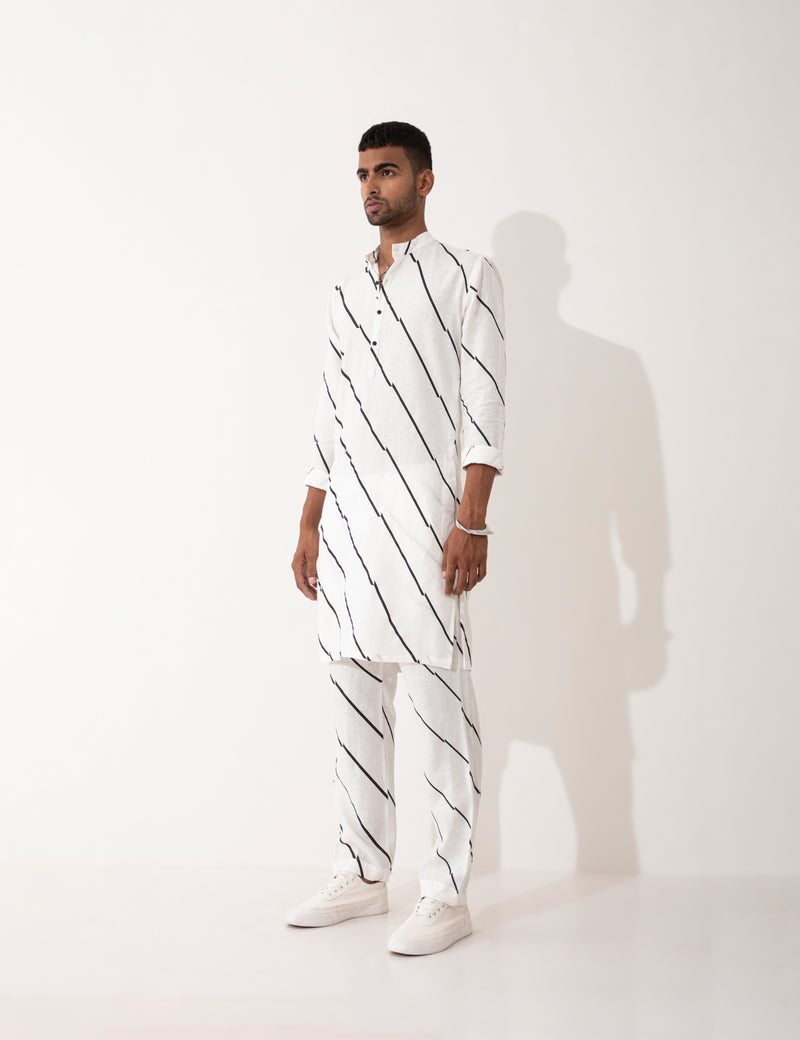 ZANDER BIAS KURTA SET- WHITE