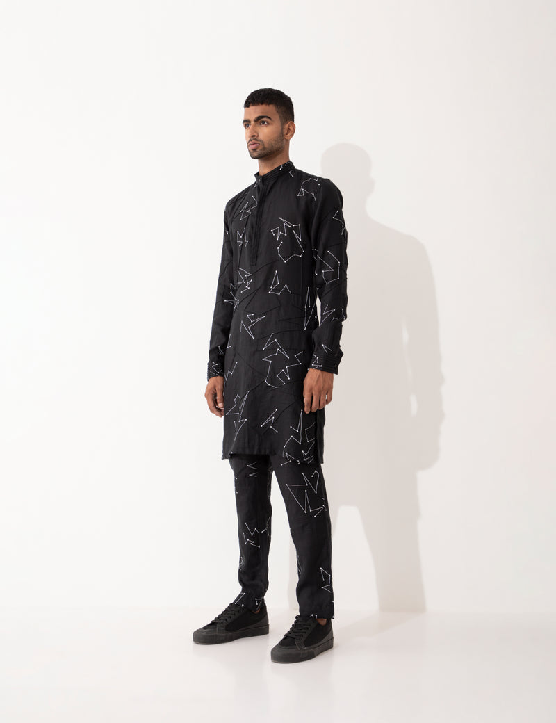 EVANS DOT TO DOT KURTA - BLACK