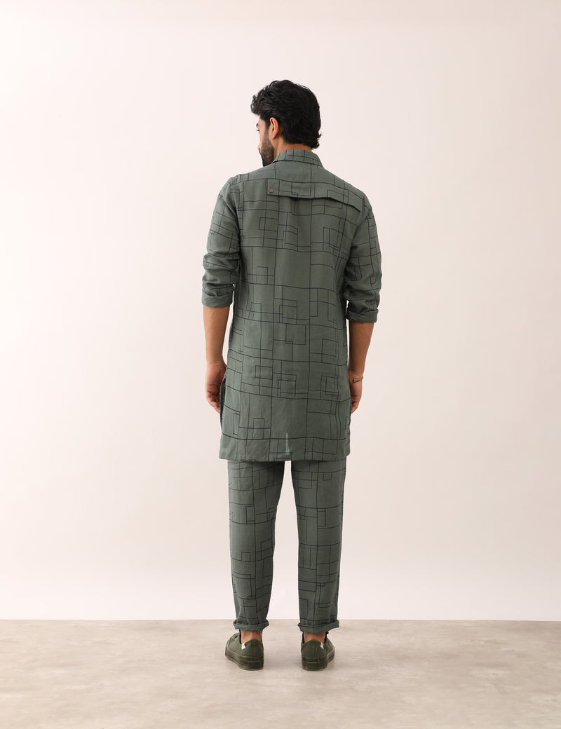 GAURAV CHECKS SHIRT SET - GREEN