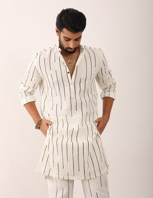 KALPIT STRIPES KURTA - WHITE