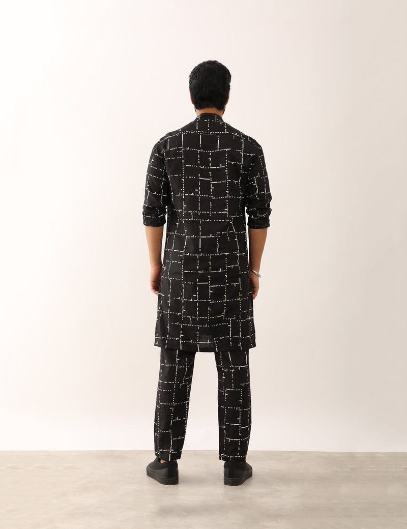 NAKUL TETRIS KURTA - BLACK