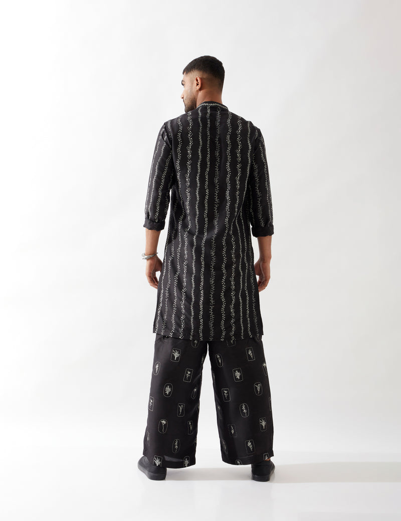 IRVIN VINE KURTA SET - BLACK