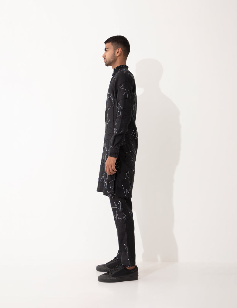 EVANS DOT TO DOT KURTA - BLACK