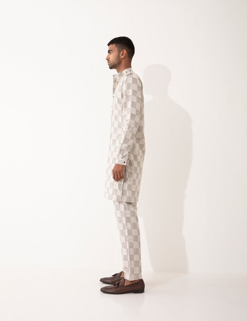 AUBREY MESH KURTA SET- IVORY