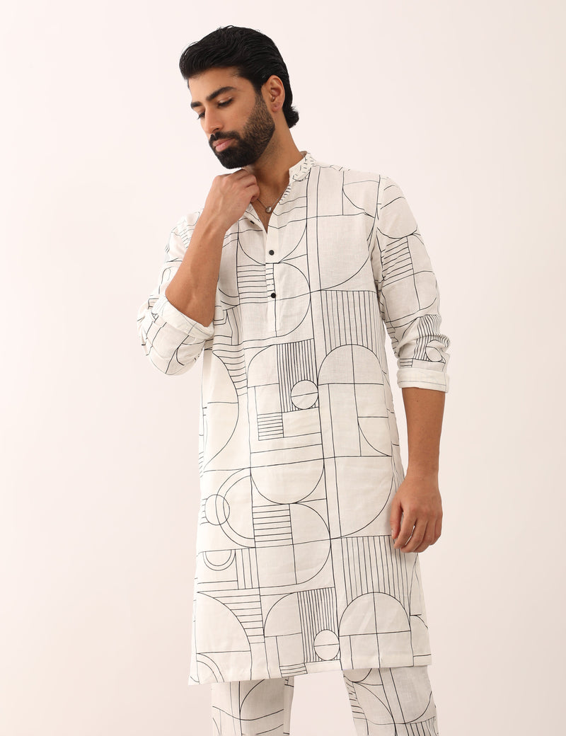 PRANAV GATSBY KURTA - WHITE