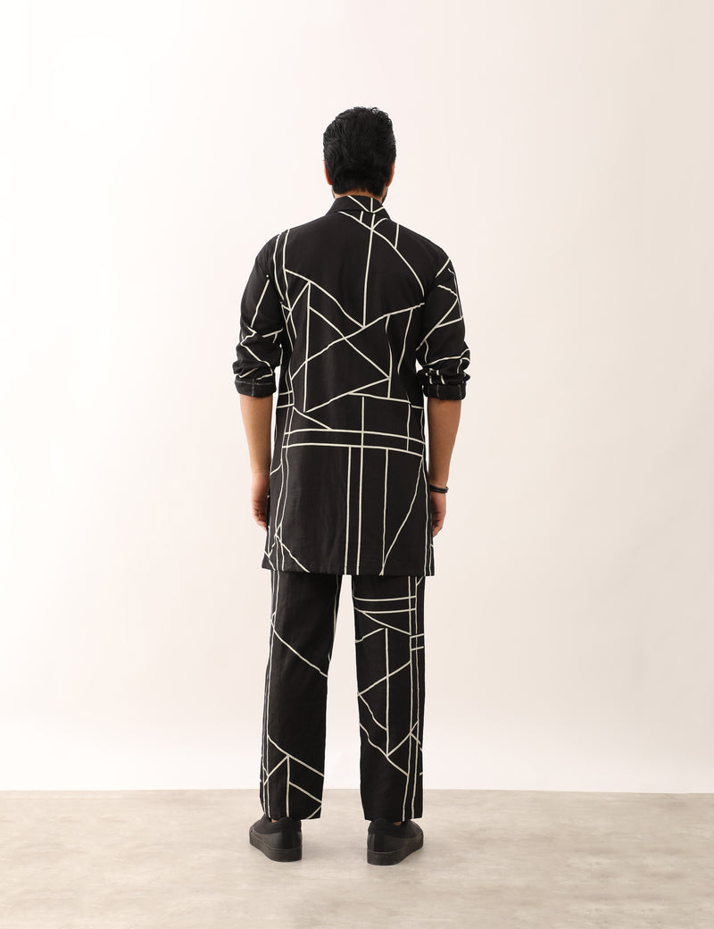 KABIR GLASS SHIRT SET - BLACK