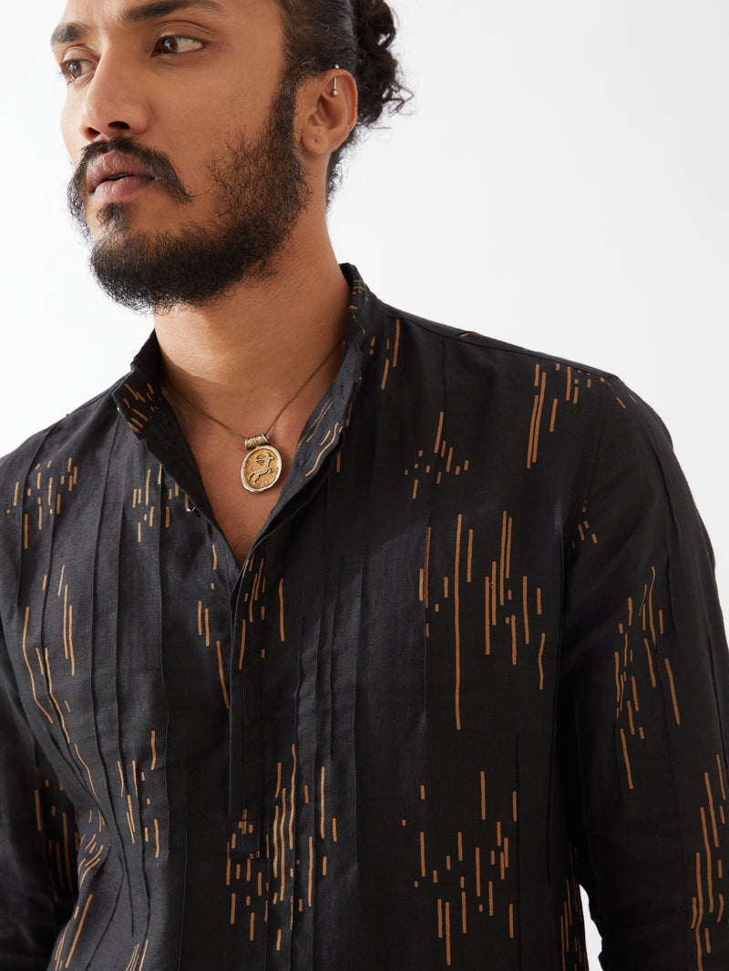 CARSON METEOR KURTA SET - BLACK