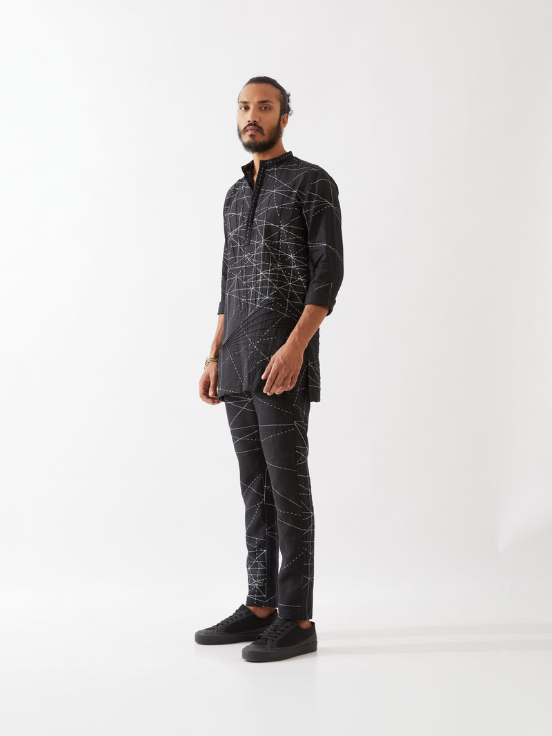 JASPER NETWORK KURTA SET - BLACK