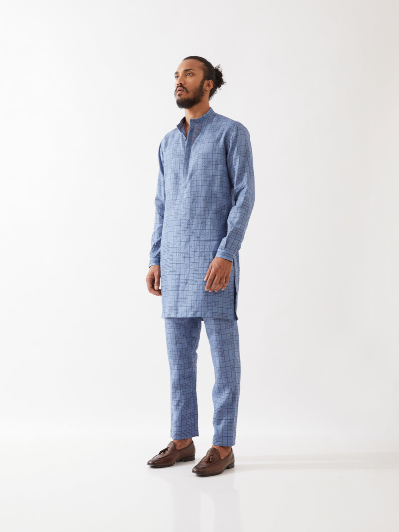 ACE FLORA KURTA SET - BLUE