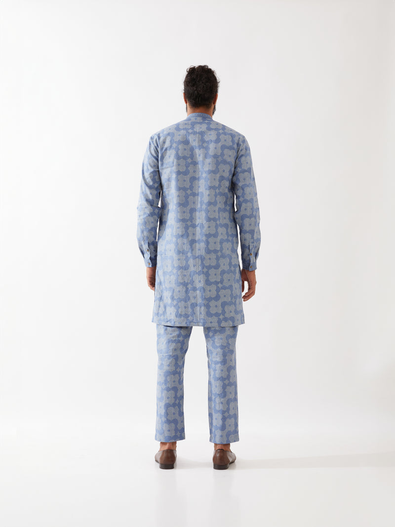 ACE FLORA KURTA SET - BLUE