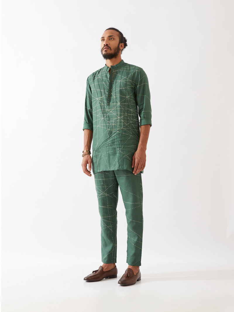 JASPER NETWORK KURTA SET - GREEN