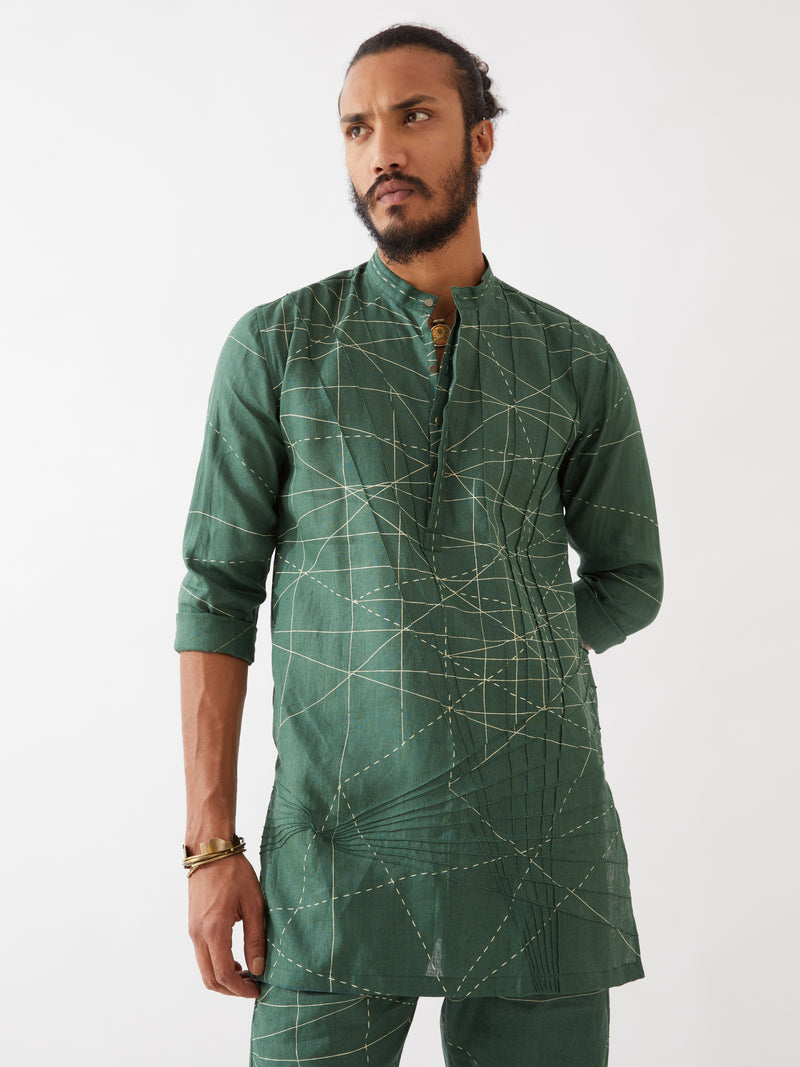 JASPER NETWORK KURTA SET - GREEN