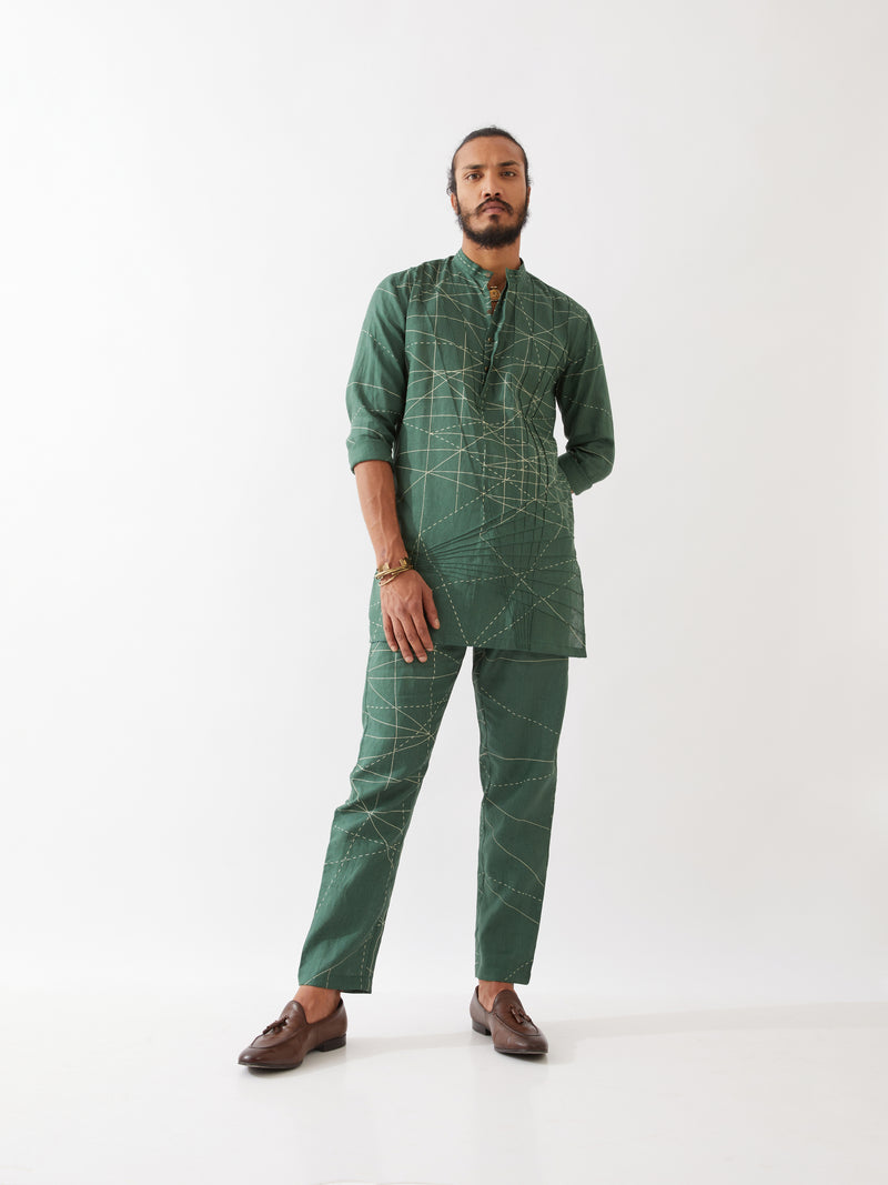 JASPER NETWORK KURTA SET - GREEN