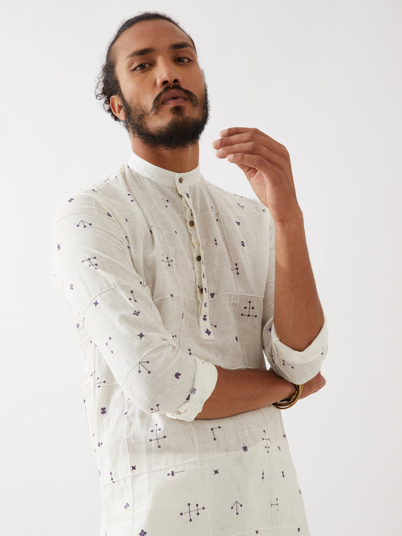 DIEGO ELEMENTS KURTA SET - WHITE