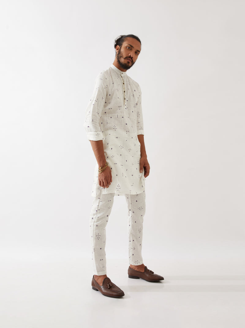 DIEGO ELEMENTS KURTA SET - WHITE