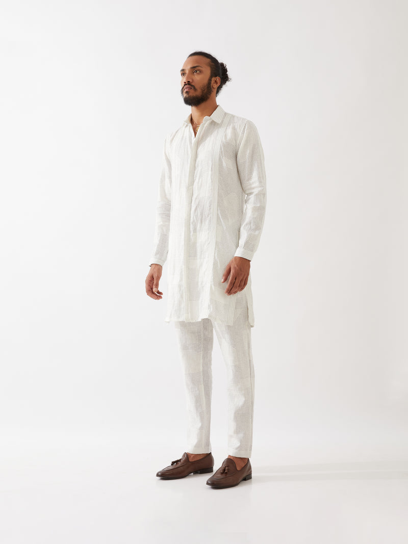 JOUNAH BLOCKS KURTA SET - WHITE