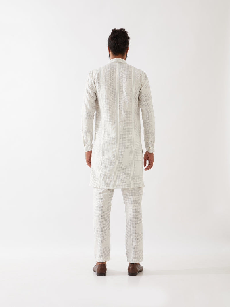 JOUNAH BLOCKS KURTA SET - WHITE