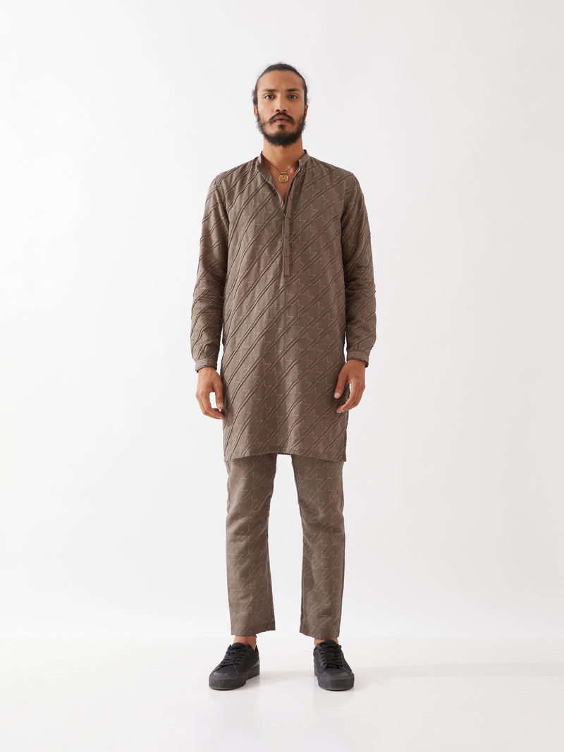 RYDER HOUNDSTOOTH KURTA SET - GREY