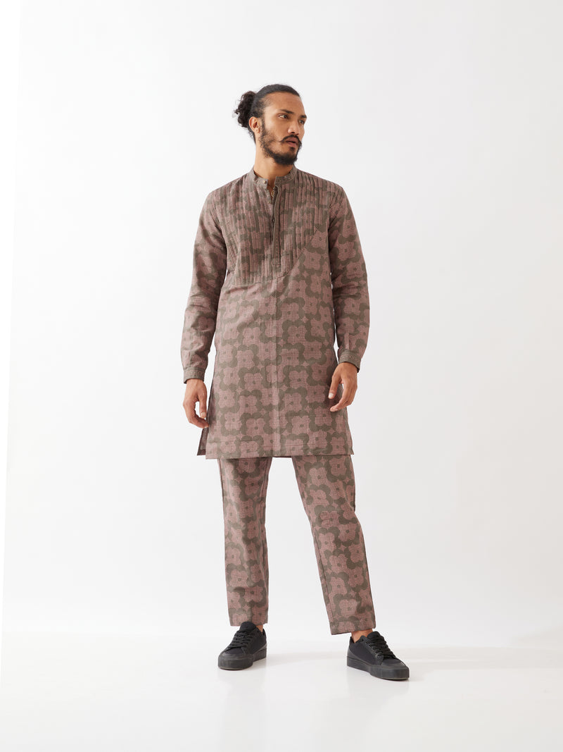 ACE FLORA KURTA SET - GREY